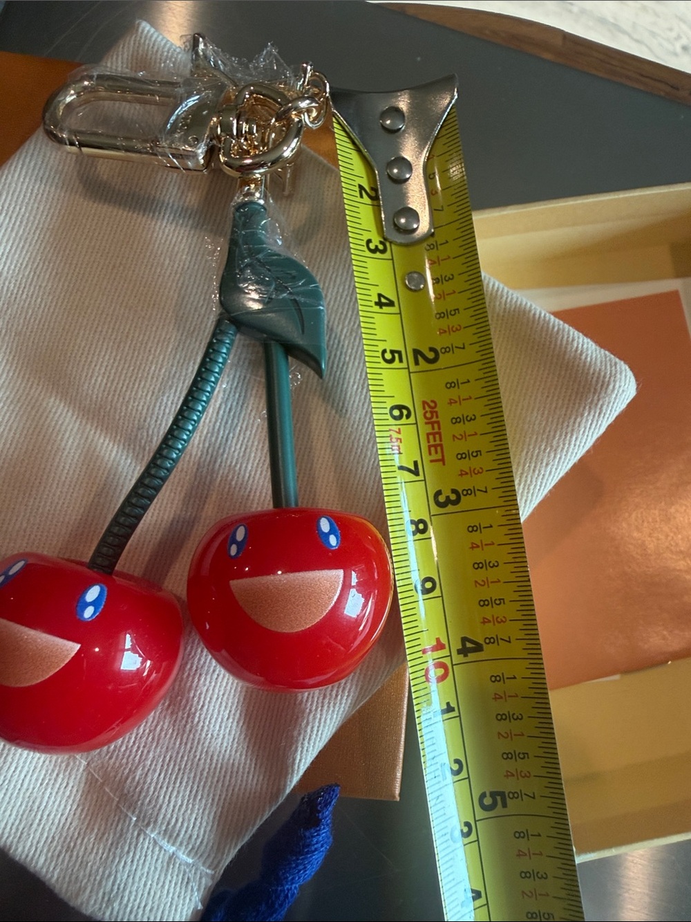 Playful Red Cherry Keychain Charm - Picture 2 of 3